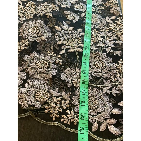 Soieblu Black & Pink/Gold Floral Embroidered Maxi Dress L - Picture 9 of 10